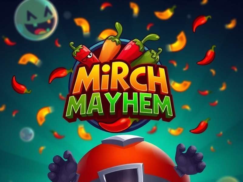 Mirch Mayhem Game Logo with Spicy Chili Characters